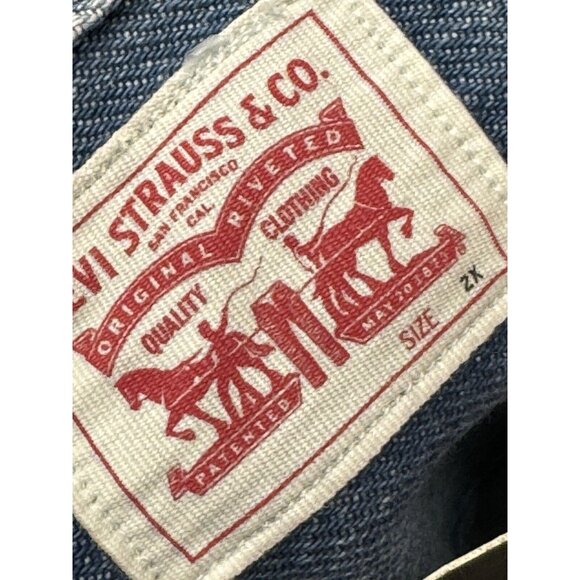 Levi’s Men’s Blue Denim White Snap Pearl Button Down Long Shirt Size 2XL NEW - Picture 6 of 7